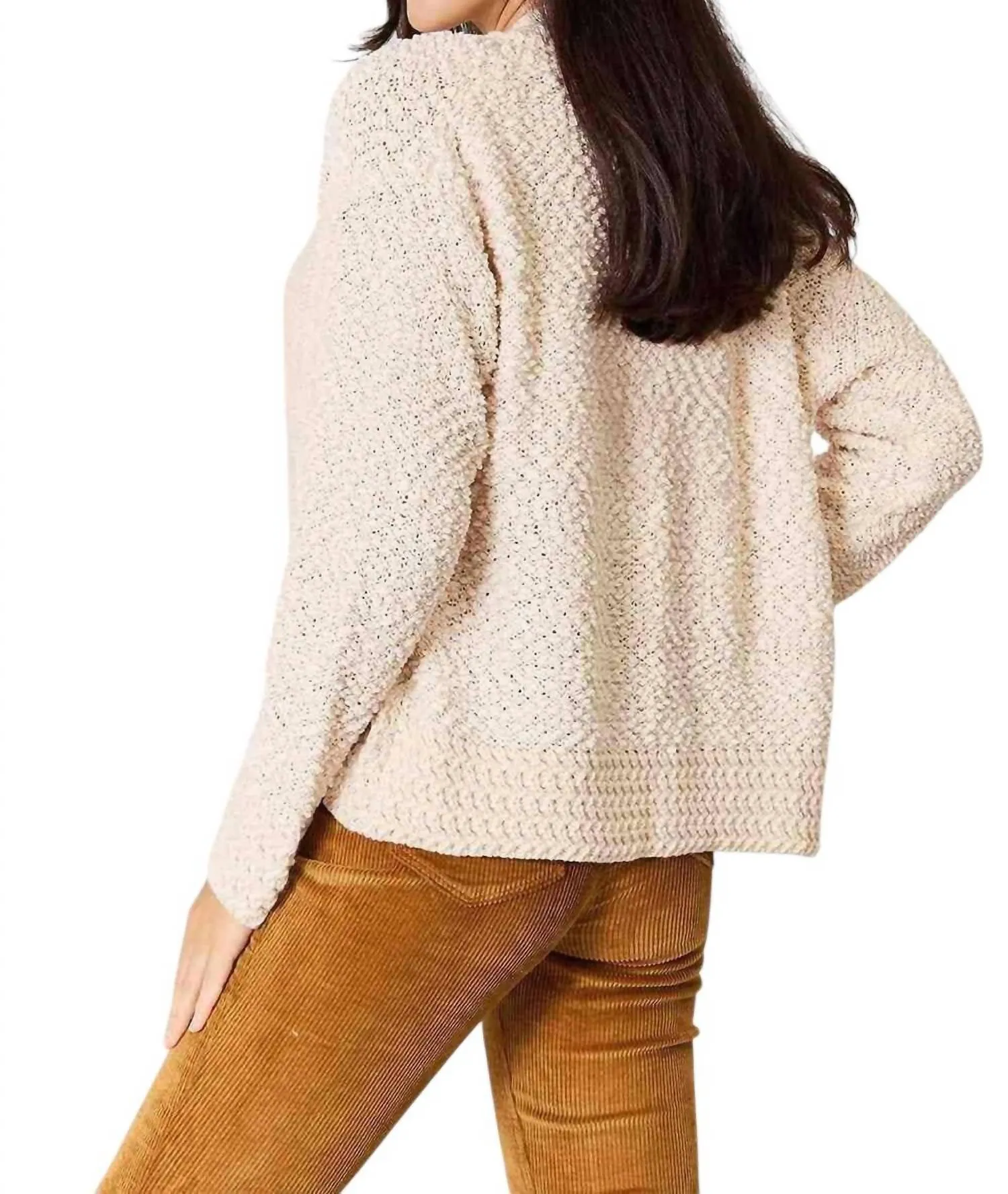 Luxurious Knit Open Front Cardigan In Cream