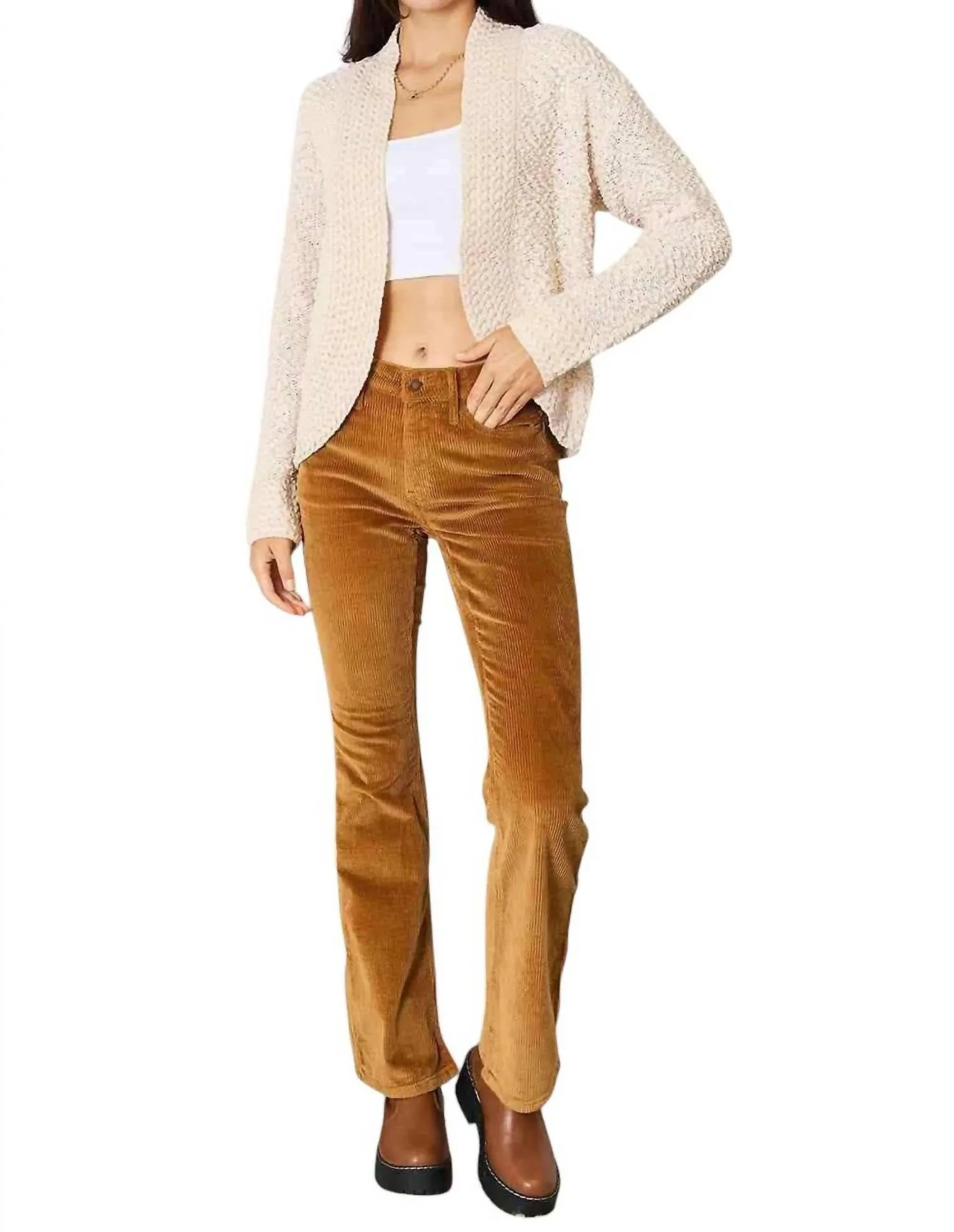 Luxurious Knit Open Front Cardigan In Cream