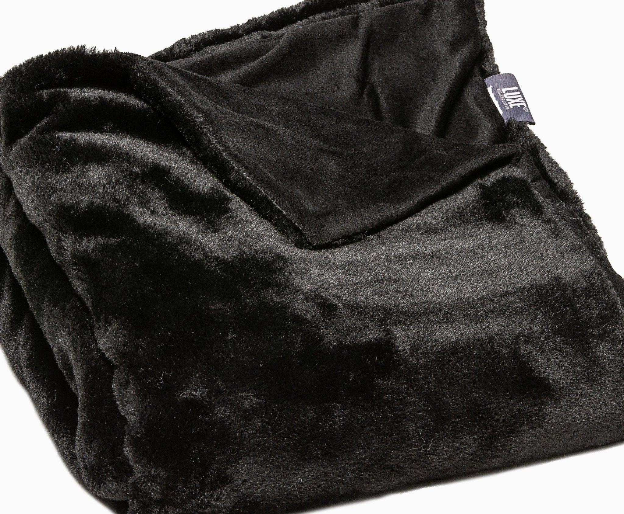 Luxury Black Faux Fur Throw Blanket