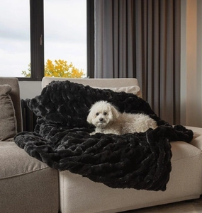 Luxury Black Faux Fur Throw Blanket bookcase, standing shelf