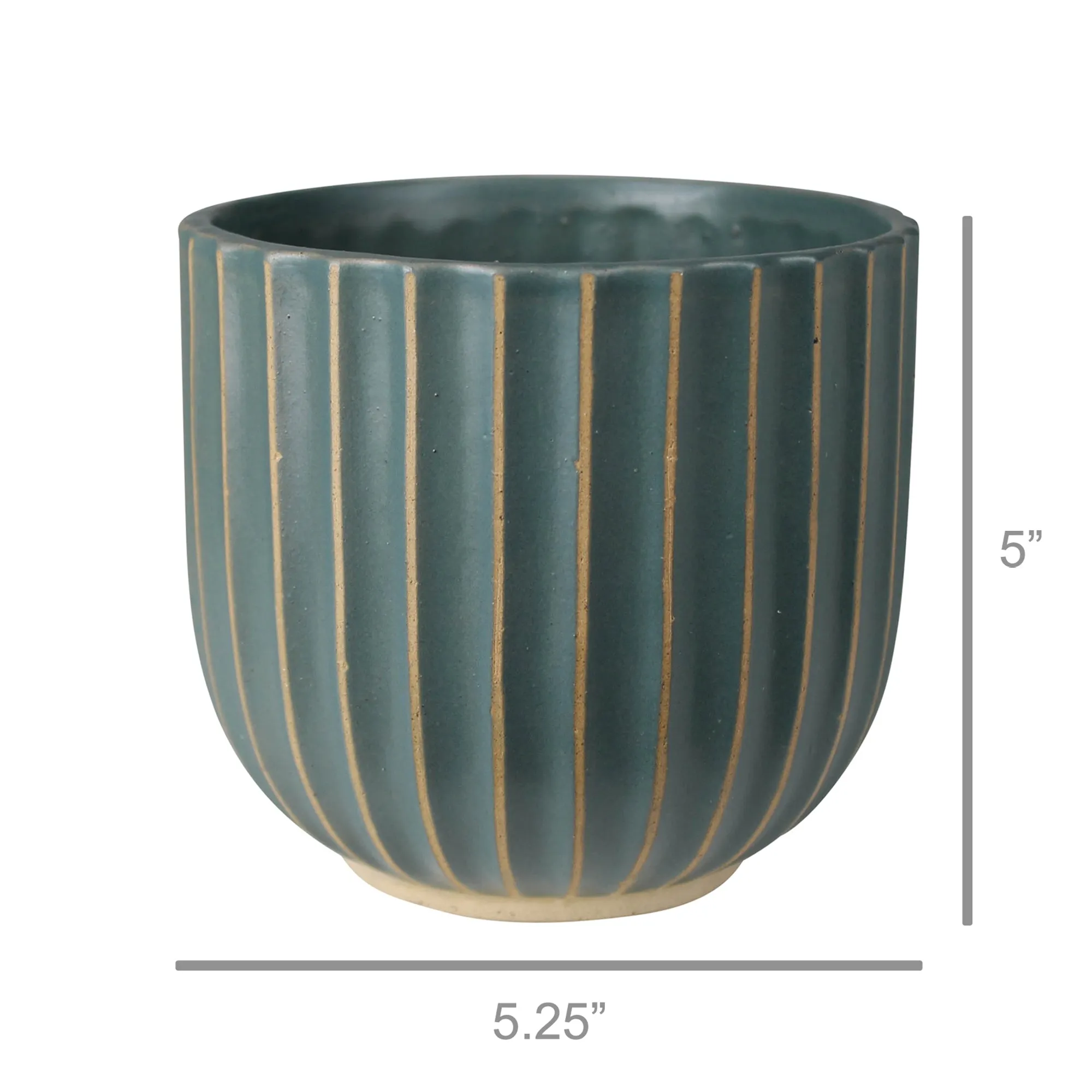 Lyna Scalloped Cachepot, Ceramic - Green