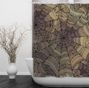 Mandala Inspired Spider Web Shower Curtains and Optional Bath Mats Lighting,Lamps Fixtures