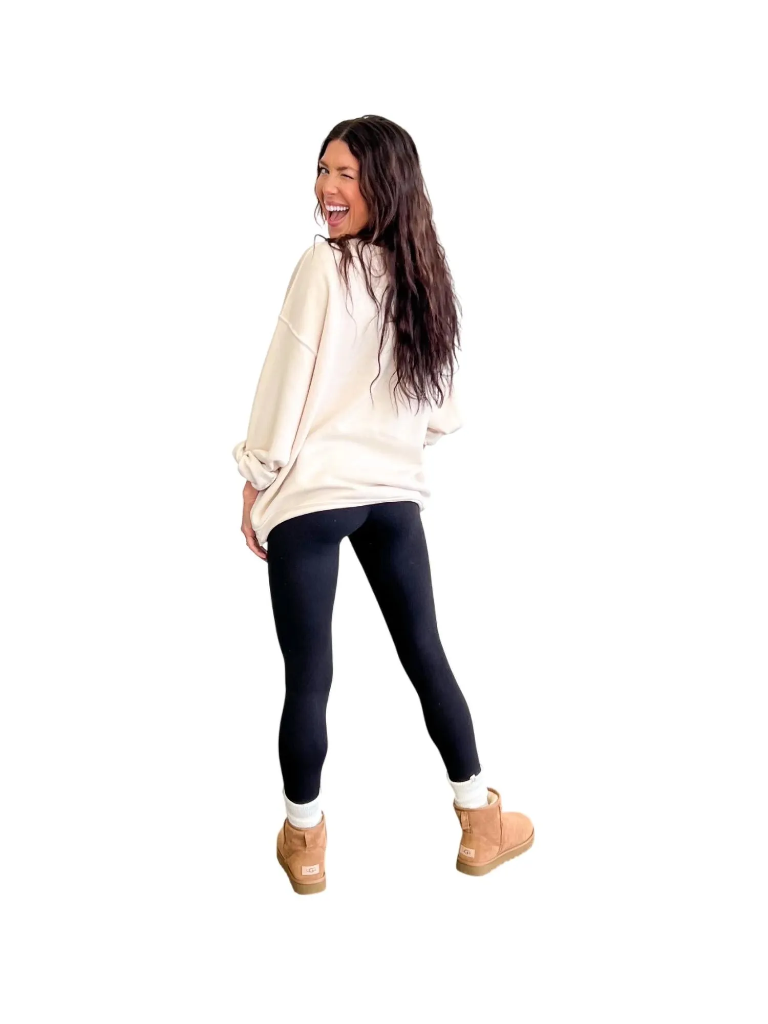 Mariah Carey All I Want For Christmas Bf Crew Sweater Top In Dirty White