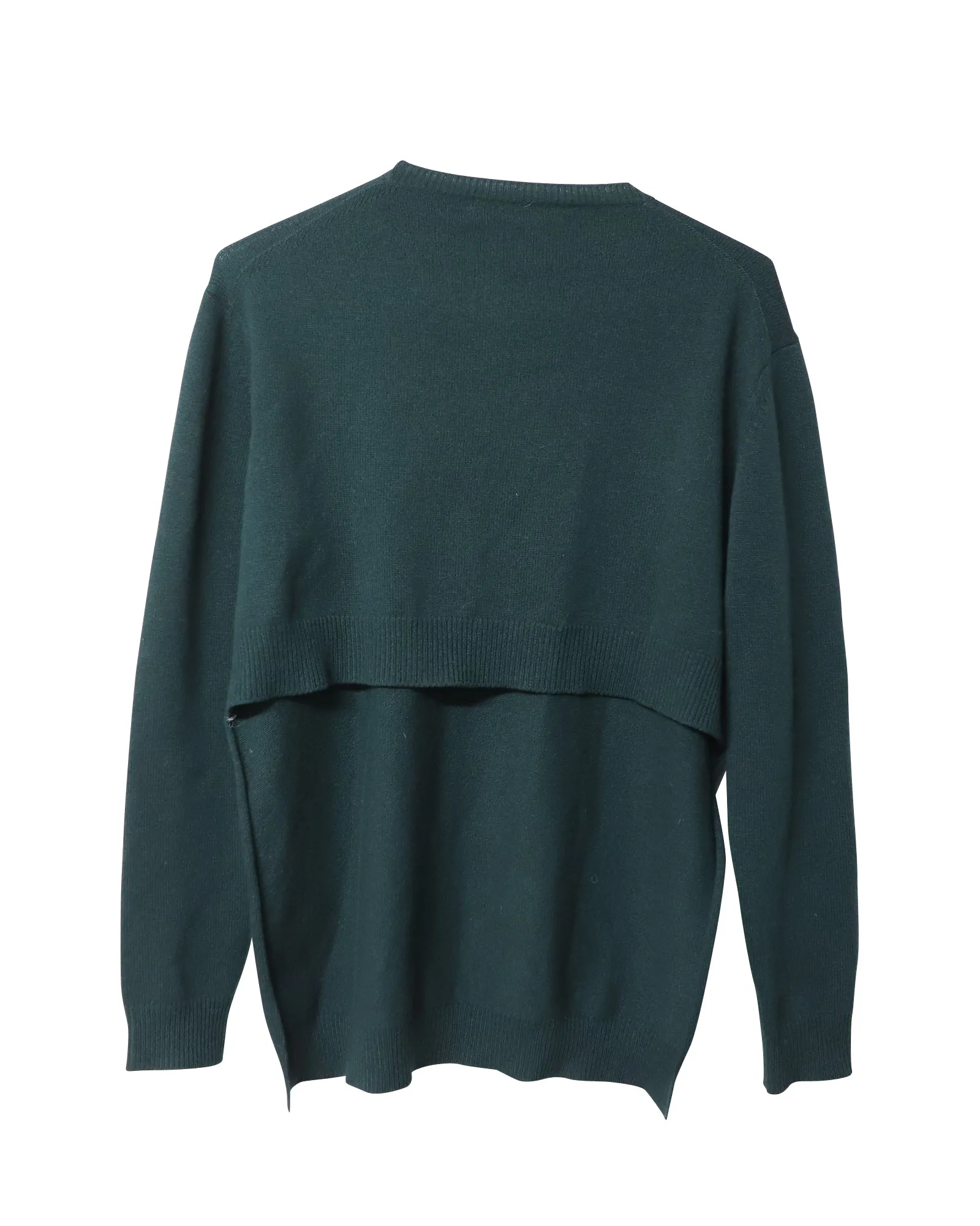 Marni Long Sleeve High Low Sweater in Green Wool