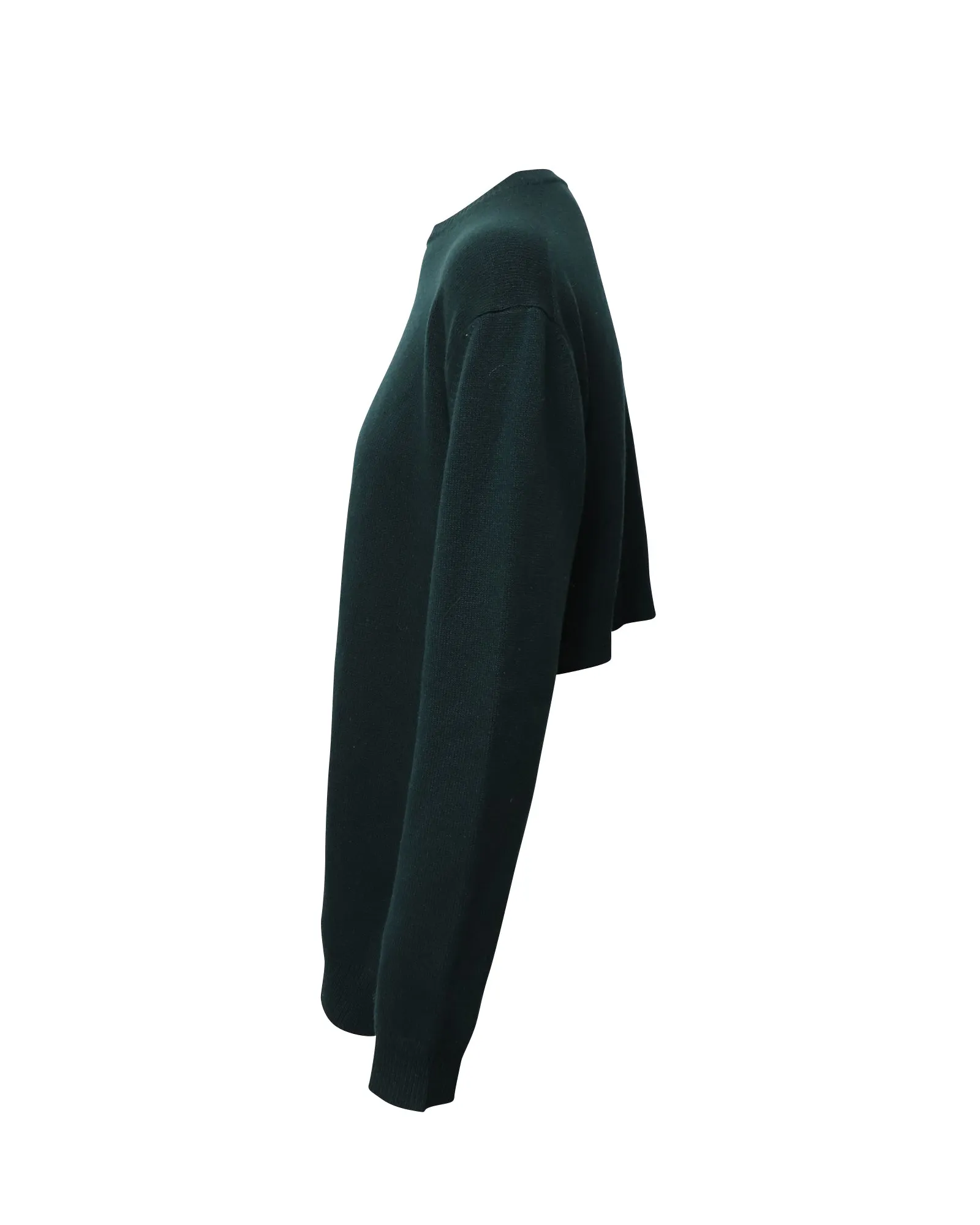 Marni Long Sleeve High Low Sweater in Green Wool