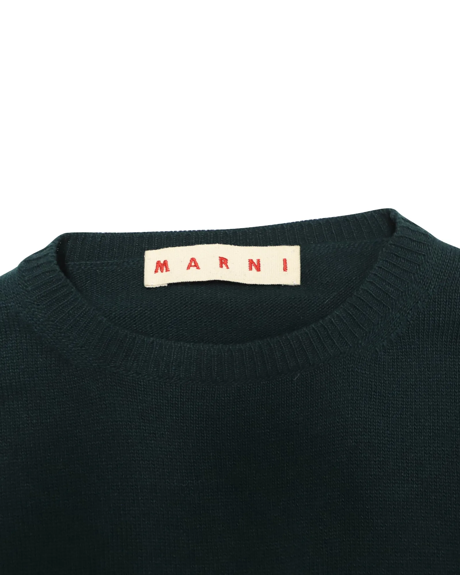 Marni Long Sleeve High Low Sweater in Green Wool