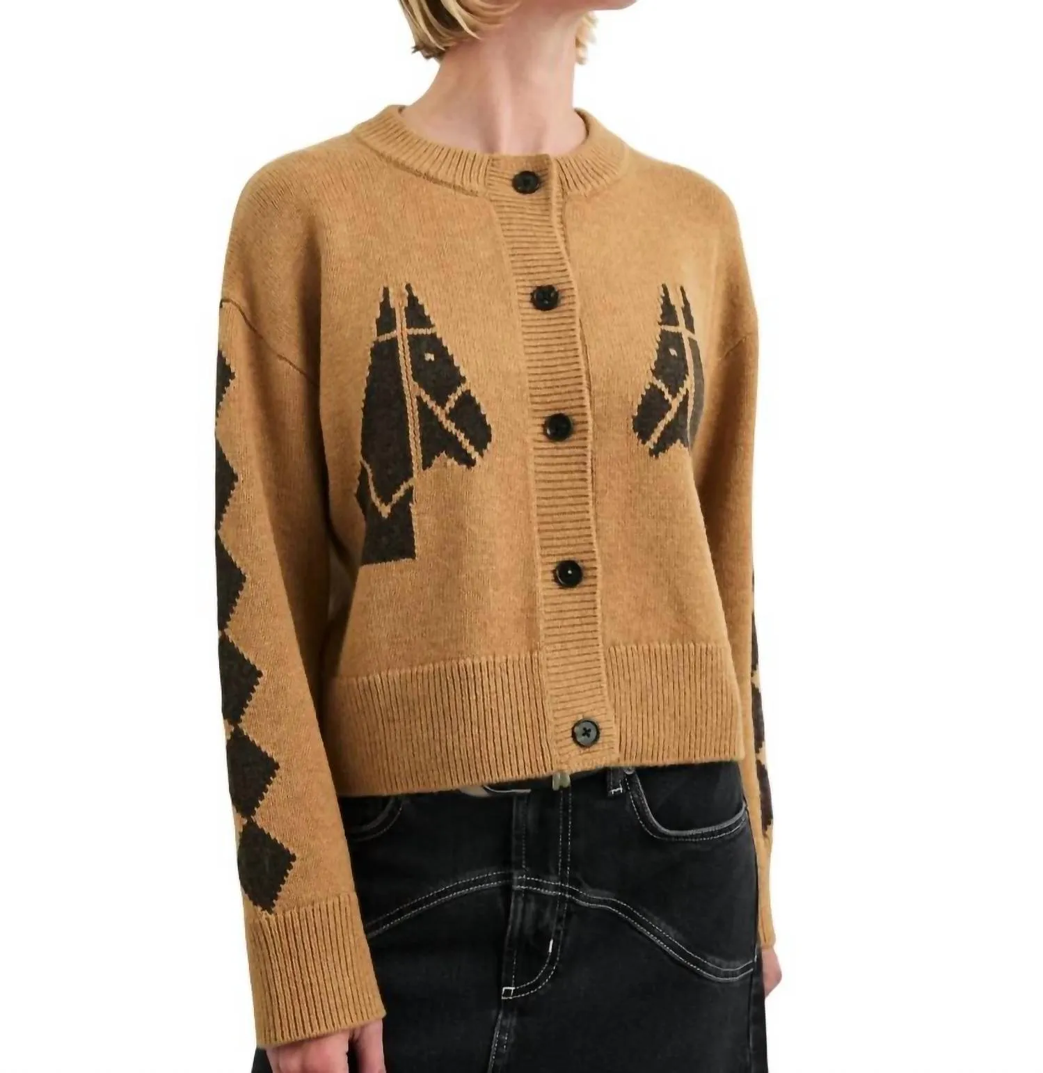 Mavie Cardigan In Camel Stables