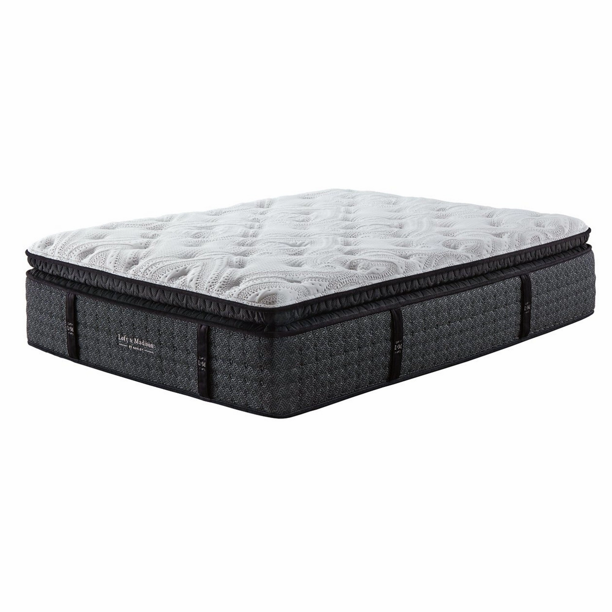 Memory Foam Fabric Upholstered Pillow Top Queen Mattress, Black and White - Black, White pillows,bed pillow,sleeping cushion