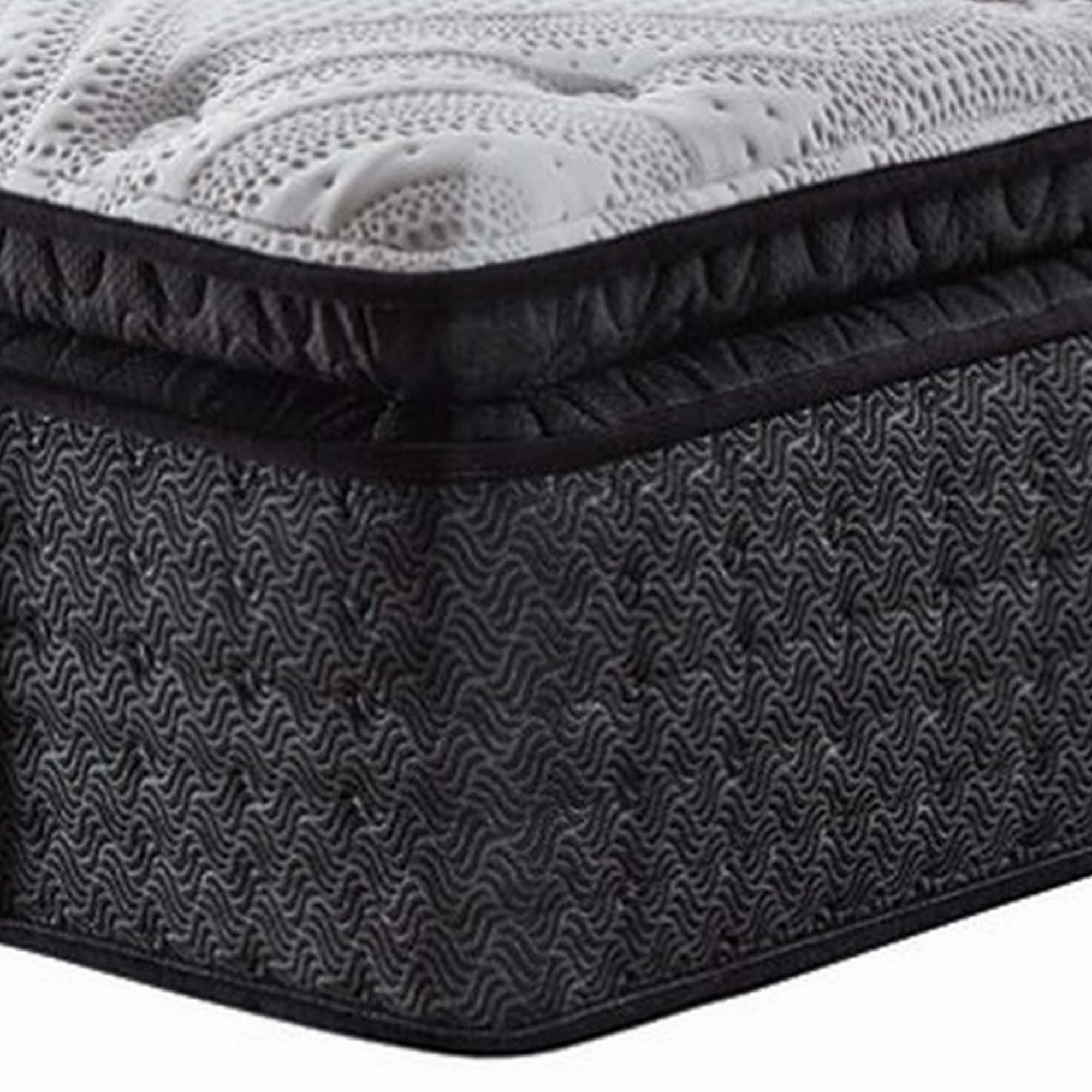 Memory Foam Fabric Upholstered Pillow Top Queen Mattress, Black and White - Black, White