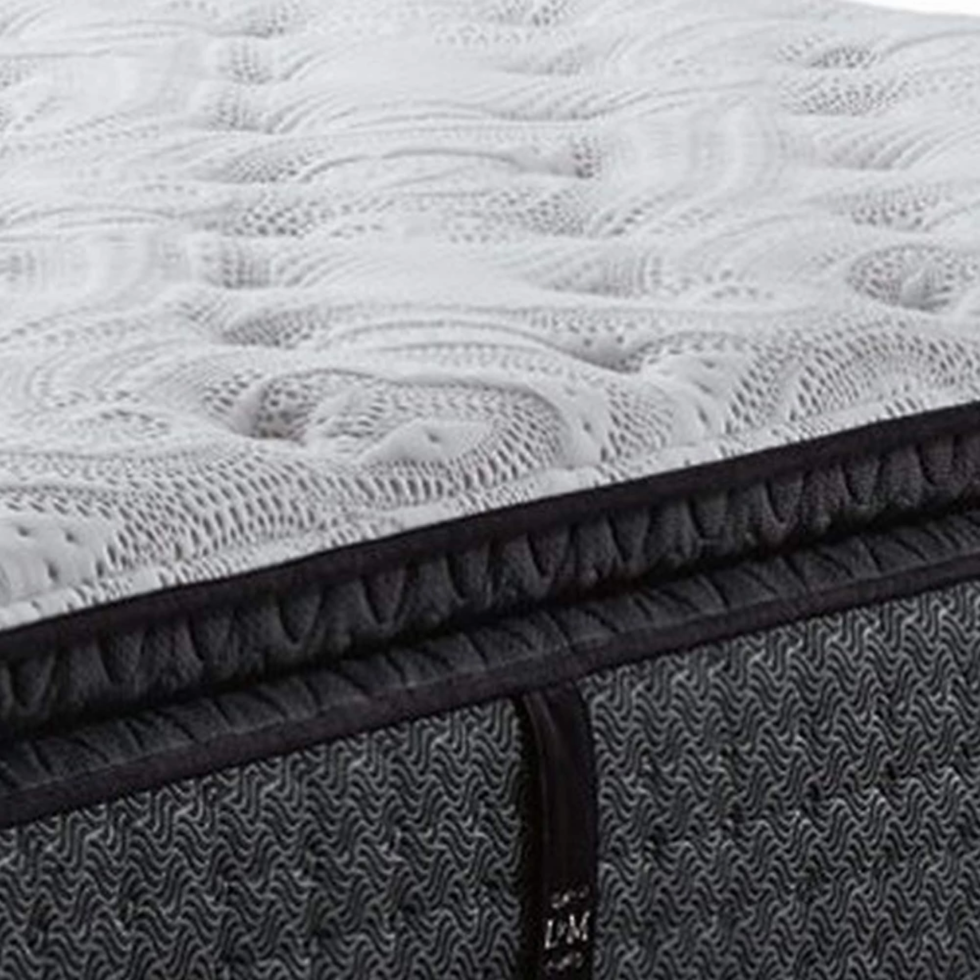 Memory Foam Fabric Upholstered Pillow Top Queen Mattress, Black and White - Black, White
