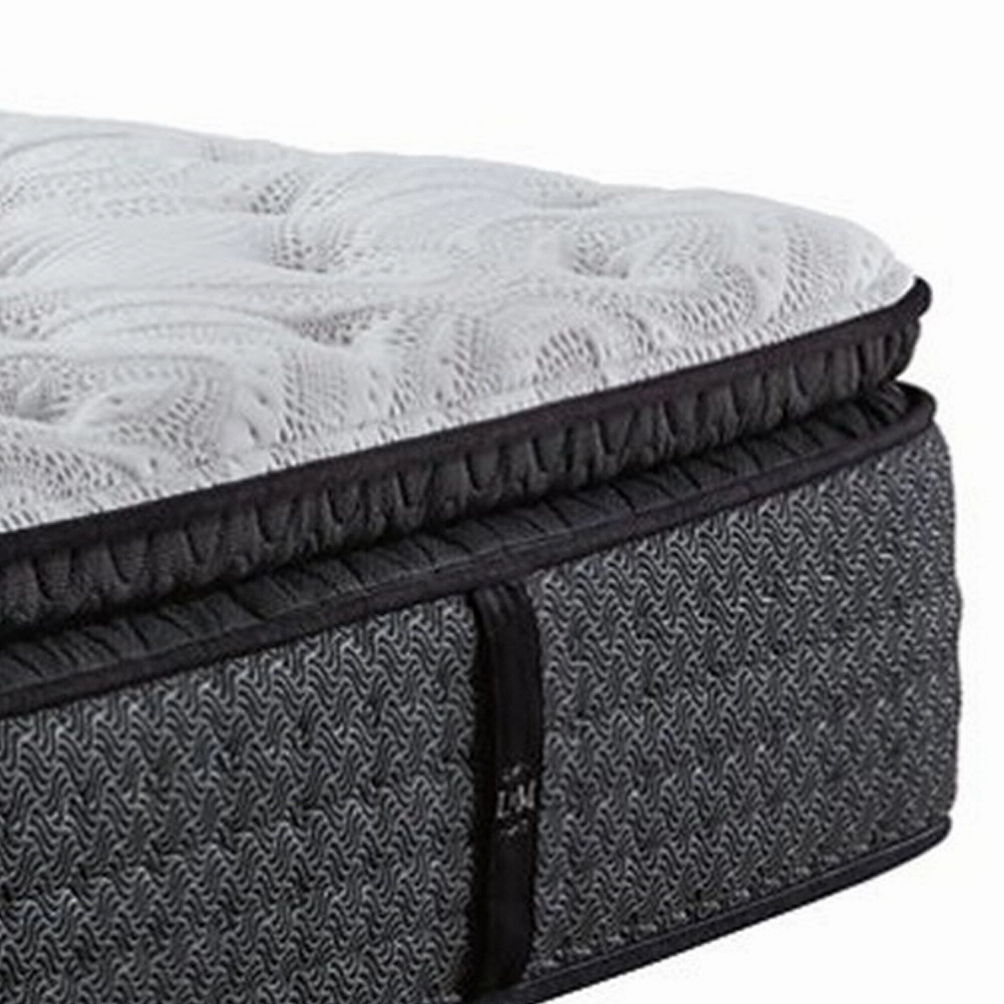 Memory Foam Fabric Upholstered Pillow Top Queen Mattress, Black and White - Black, White