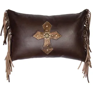 Mesa Espresso Leather w/ Cowhide Cross Pillow storage cart, utility cart