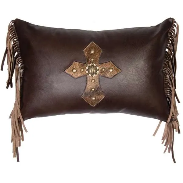 Mesa Espresso Leather w/ Cowhide Cross Pillow storage cart, utility cart