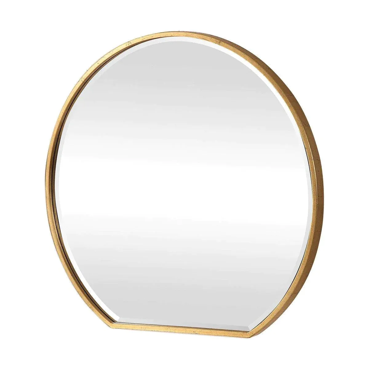 Metallic Gold Leaf Framed Circular Wall Mirror