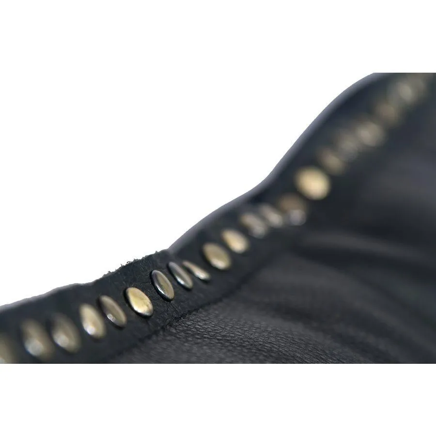 Midnight Black Studded Leather Pillow