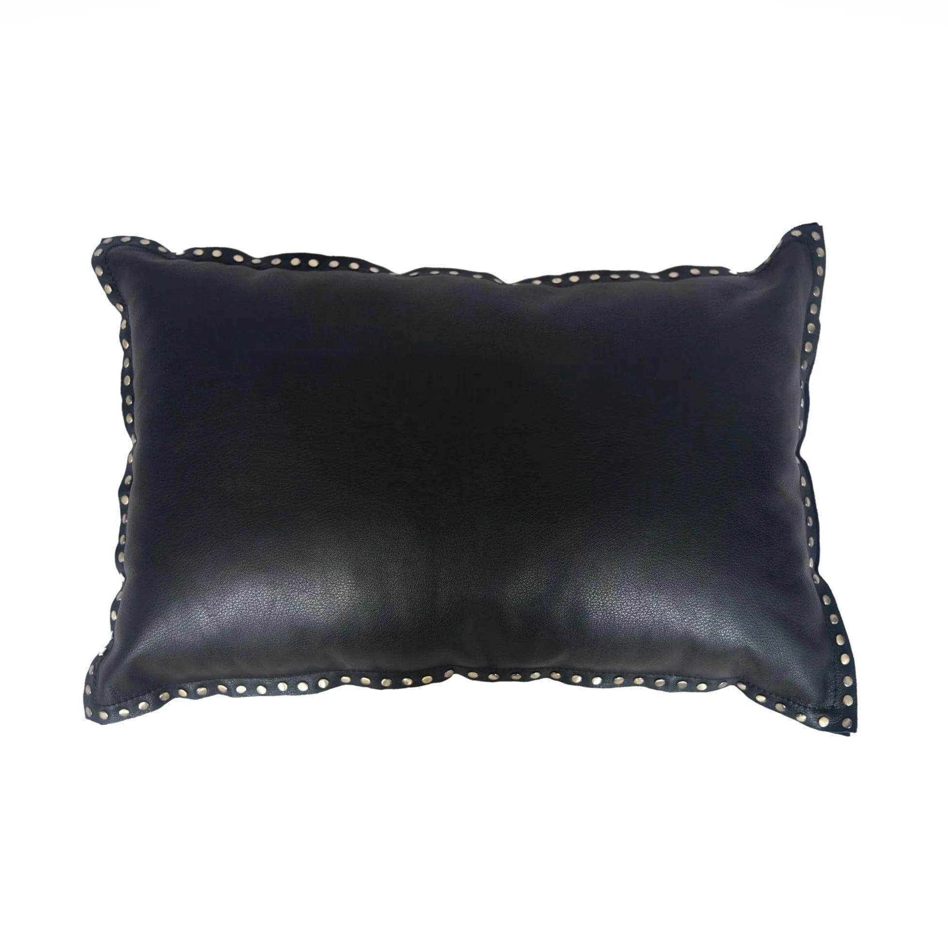 Midnight Black Studded Leather Pillow storage cart, utility cart