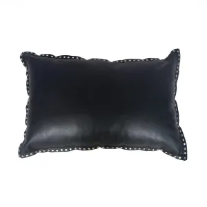 Midnight Black Studded Leather Pillow storage cart, utility cart