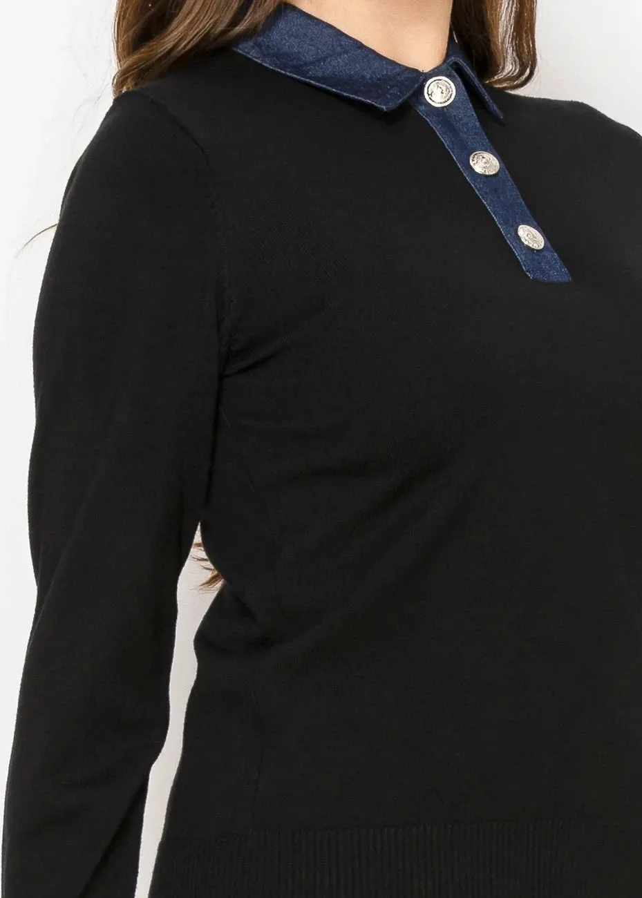 Midnight Denim Collar Sweater