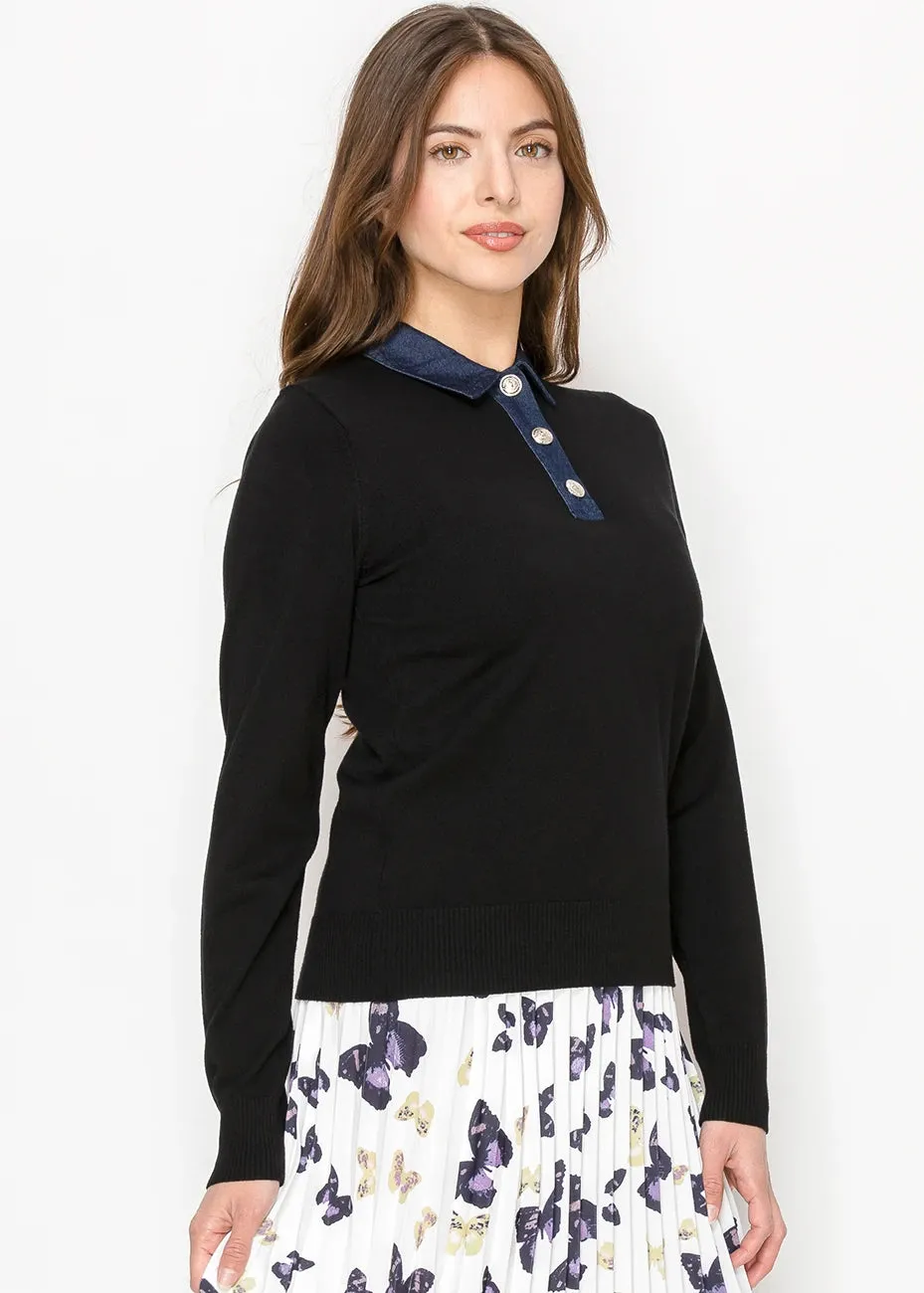 Midnight Denim Collar Sweater