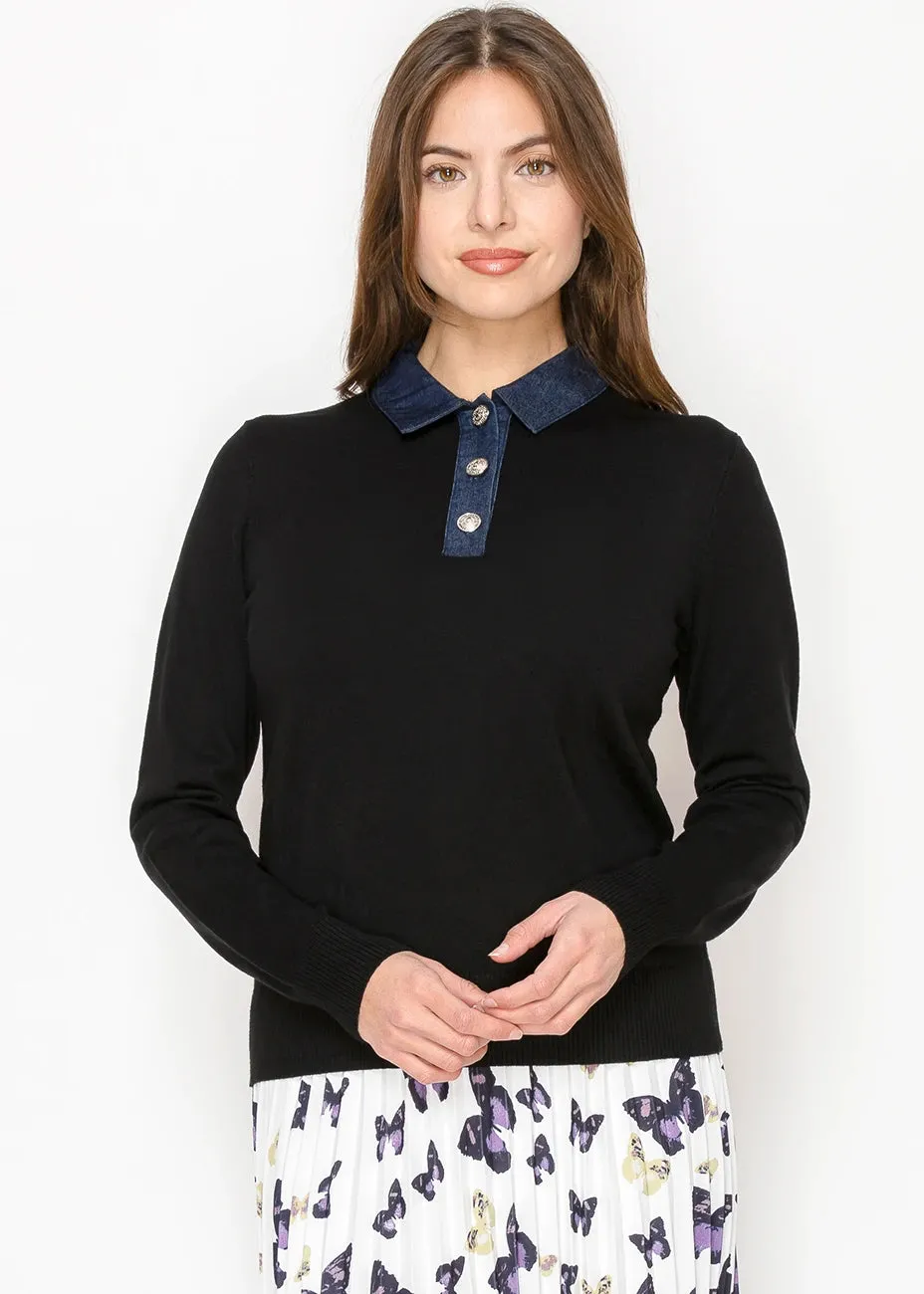 Midnight Denim Collar Sweater