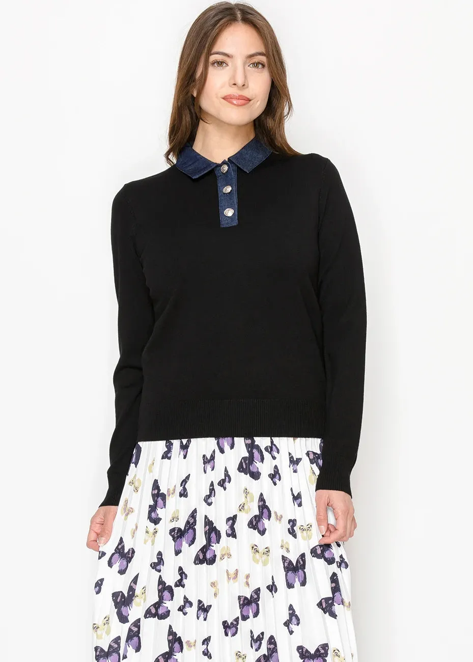 Midnight Denim Collar Sweater