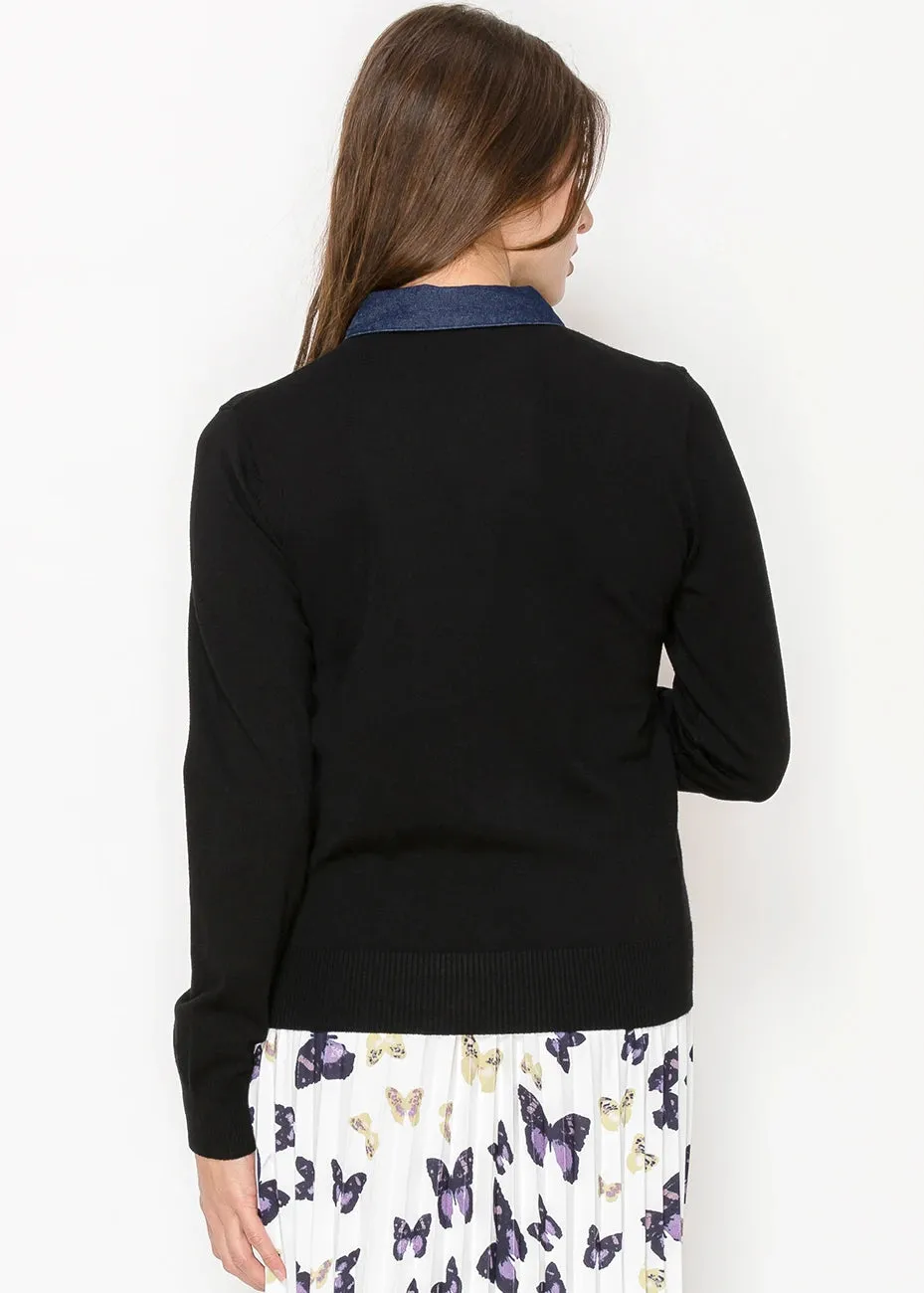 Midnight Denim Collar Sweater