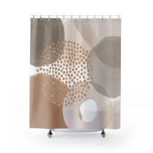 Modern Abstract Art Shower Curtain | Earthy Beige, Grey White Lighting,Home Lighting