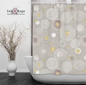 Modern Blooms in Beige and Gold Shower Curtains and Optional Bath Mats Lighting,Lamps Fixtures