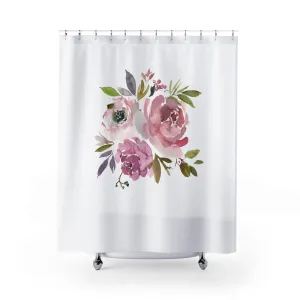 Modern Floral Shower Curtain | Minimalist Mauve, Blush Pink Lighting,Home Lighting