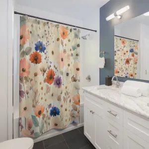 Modern Shower Curtain | Colorful, Beige Floral Bath Curtain Lighting,Home Lighting