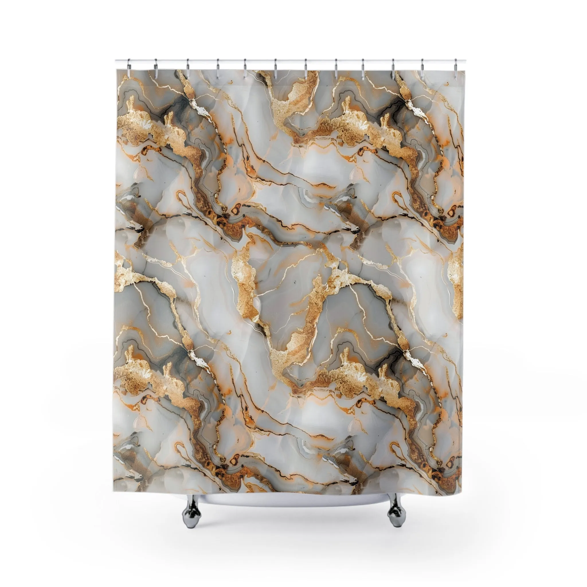 Modern Shower Curtain | Grey Beige Marble Print Lighting,Home Lighting