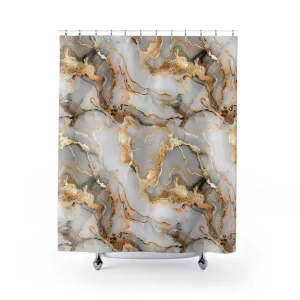 Modern Shower Curtain | Grey Beige Marble Print Lighting,Home Lighting