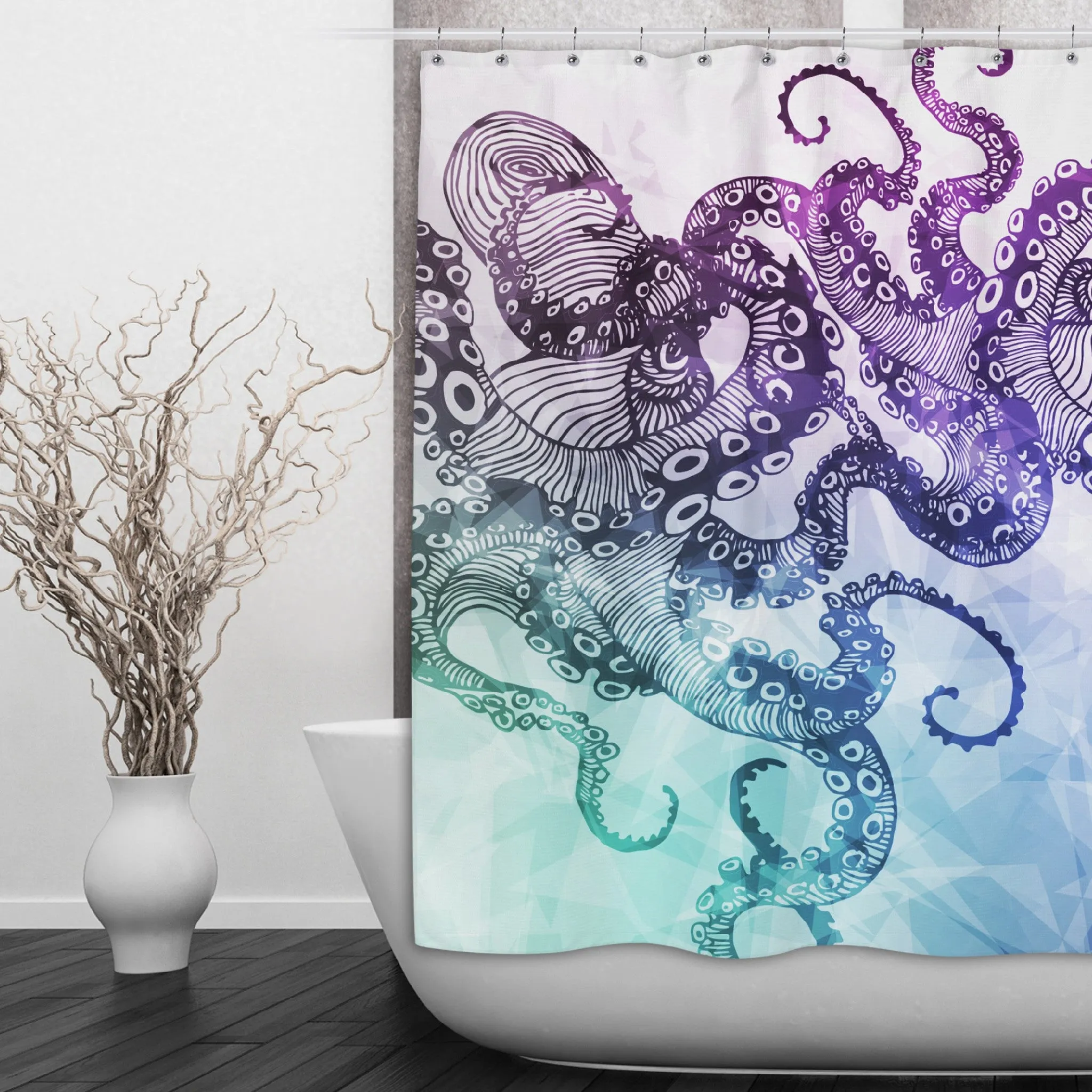 Modern Watercolor Octopus Shower Curtains and Optional Bath Mats Lighting,Lamps Fixtures