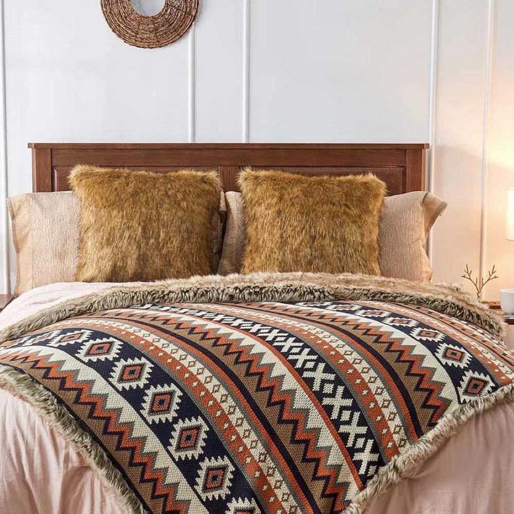 Mohave Faux Fur Knitted Blankets - 2 Sizes bookcase, standing shelf