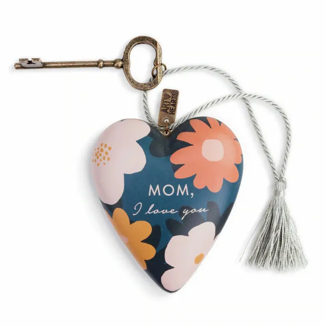 Mom I Love You Art Heart with Key Decorative Mirror,Home Decor Mirror