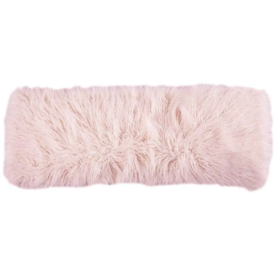 Mongolian Faux Fur Bolster Pillow in Blush storage cart, utility cart