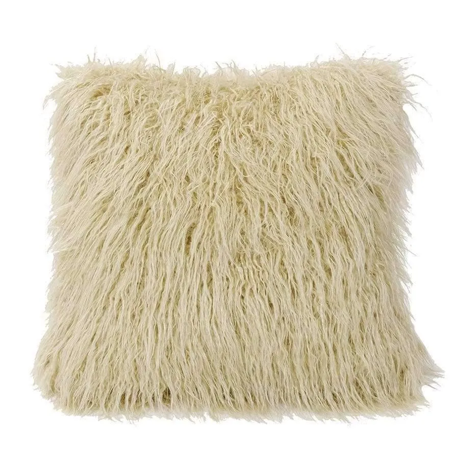 Mongolian Faux Fur Throw Pillow in Cream storage cart, utility cart