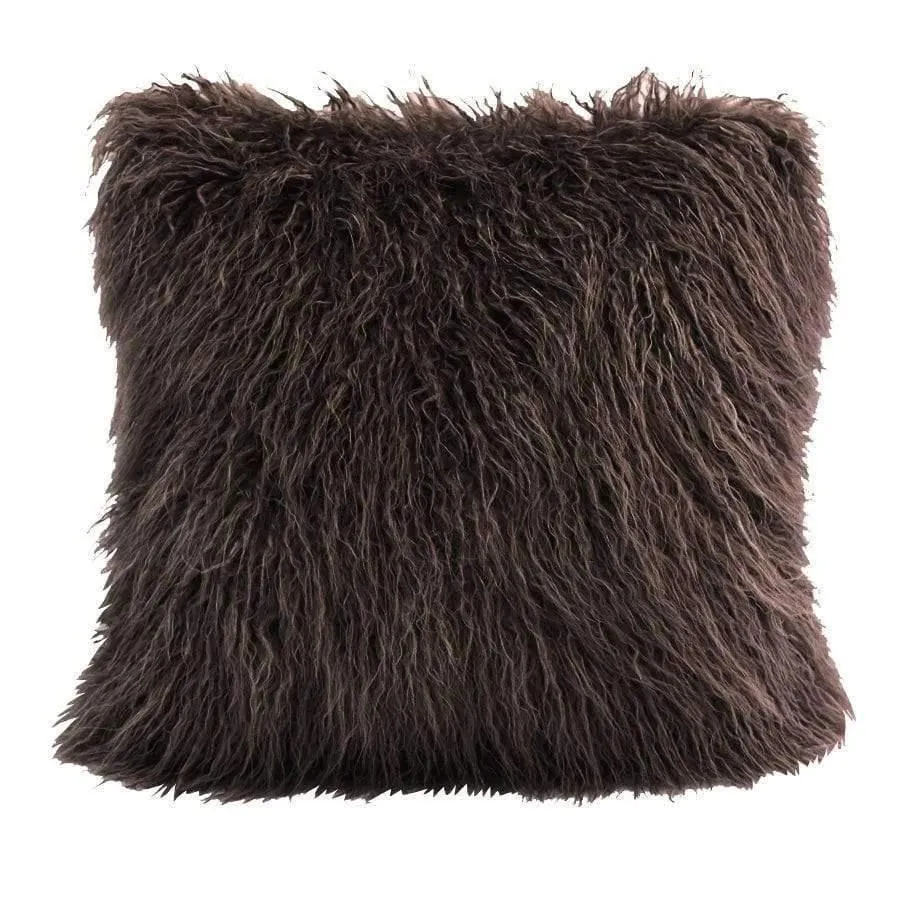 Mongolian Faux Fur Throw Pillow in Dark Mocha storage cart, utility cart