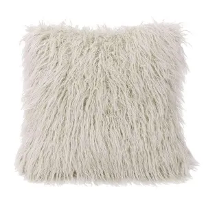 Mongolian Faux Fur Throw Pillow in White storage cart, utility cart