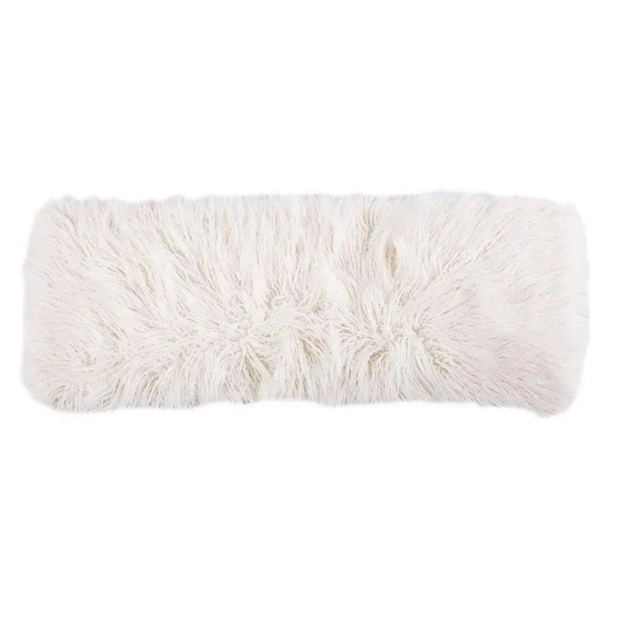 Mongolian Faux Fur Throw Pillow in White