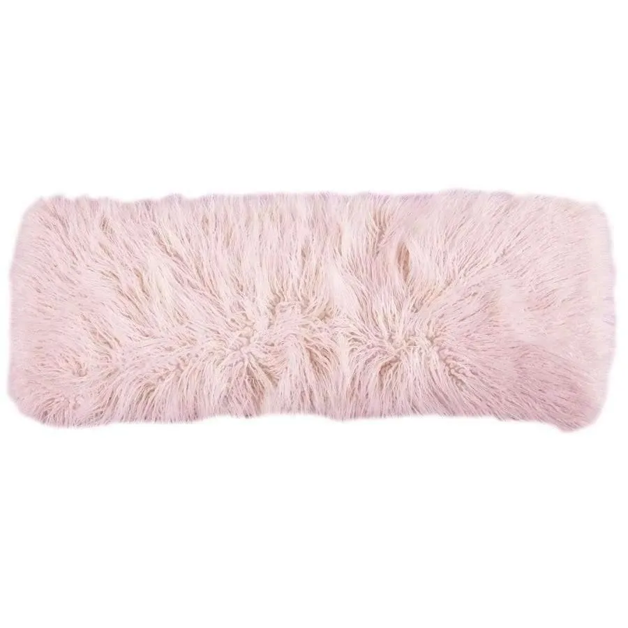 Mongolian Fur Throw Pillow - Blush