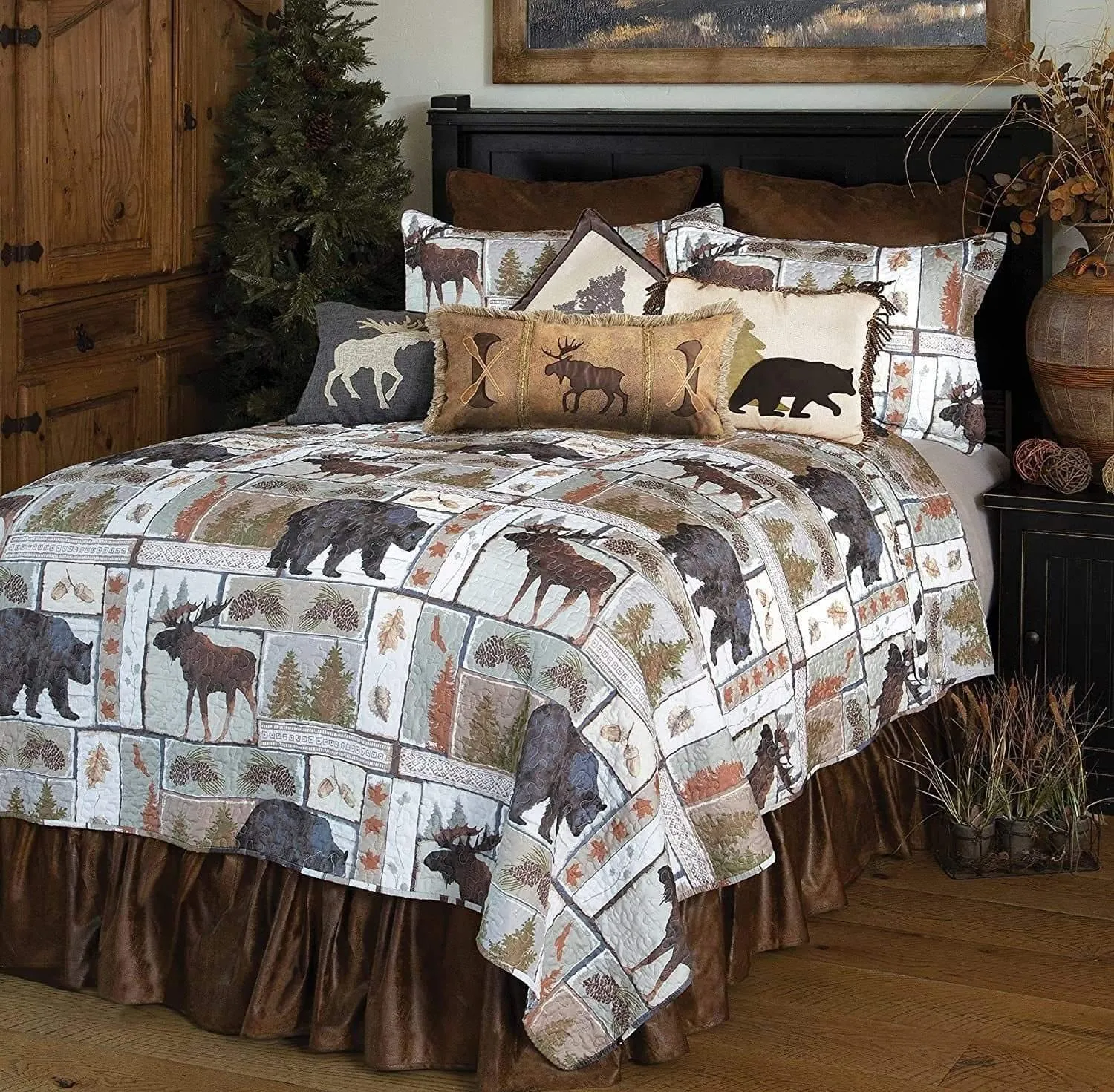 Moose Lodge Quilted Bedding bedding set, comforter set