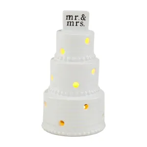 Mr. & Mrs. Wedding Cake Light Up Figurine Sitter Decorative Mirror,Home Decor Mirror