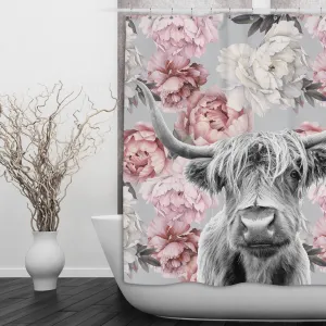 My Pretty Pink Scottish Longhorn Shower Curtains and Optional Bath Mats Lighting,Lamps Fixtures