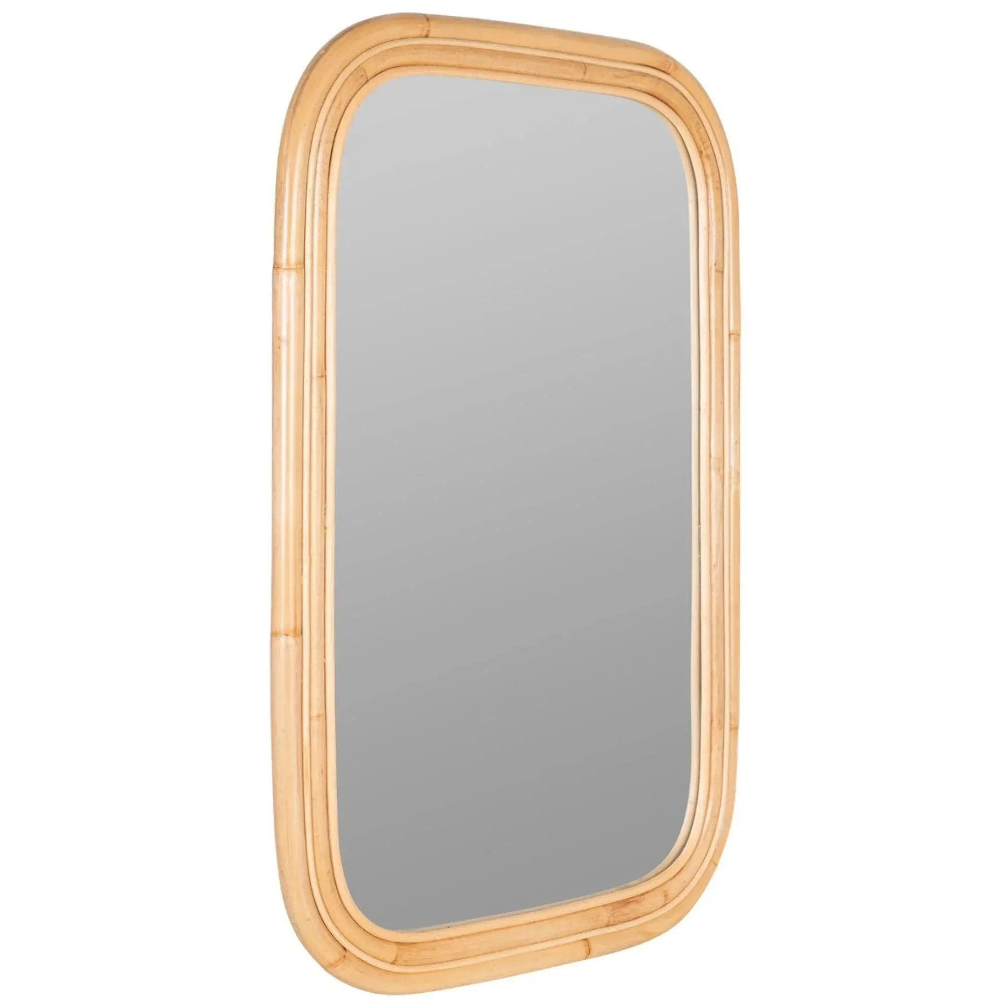 Natural Bamboo Curved Rectangular Framed Wall Mirror