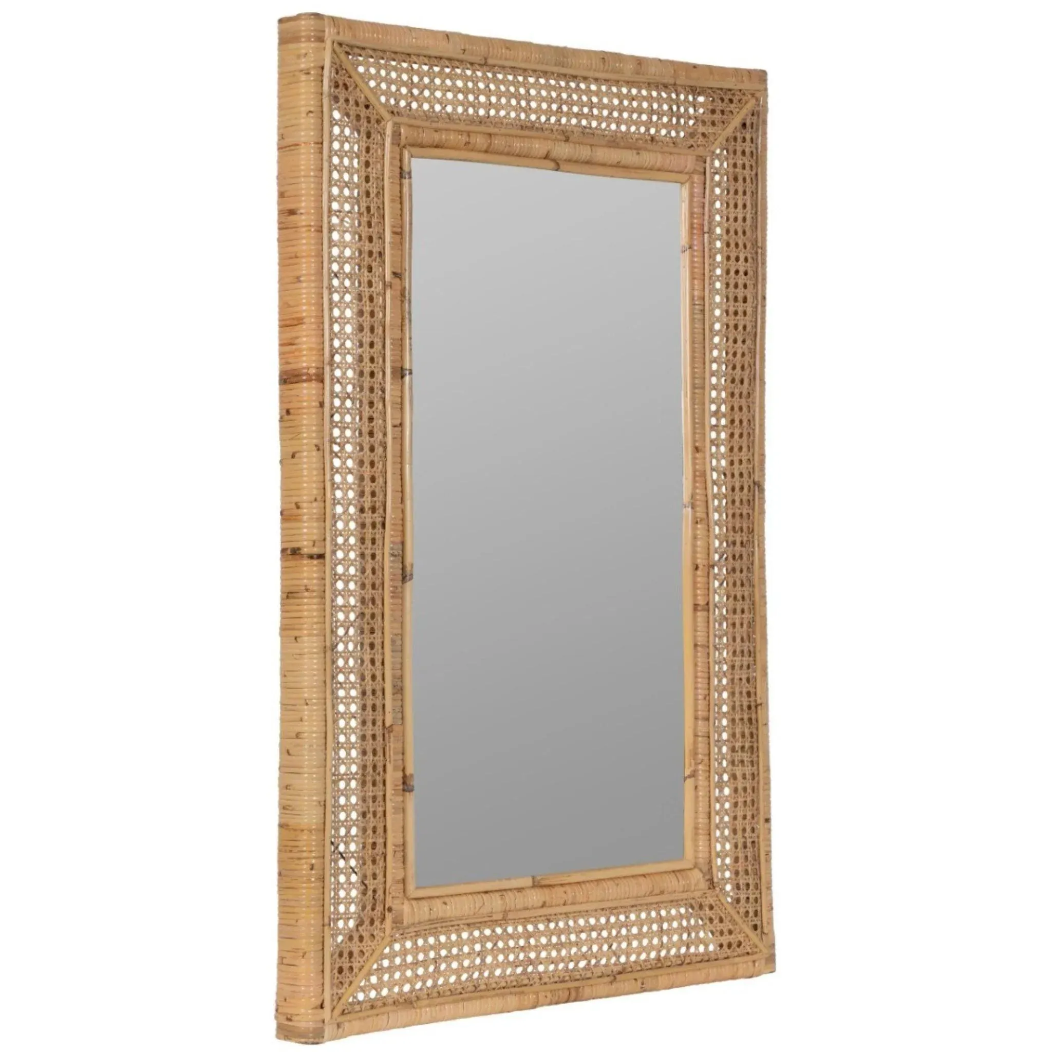 Natural Rattan and Cane Framed Wall Mirror