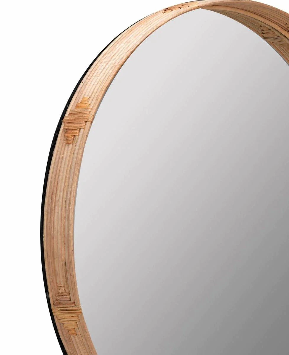 Natural Woven Rattan Framed Round Wall Mirror