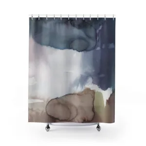 Navy Beige Abstract Shower Curtain Lighting,Home Lighting