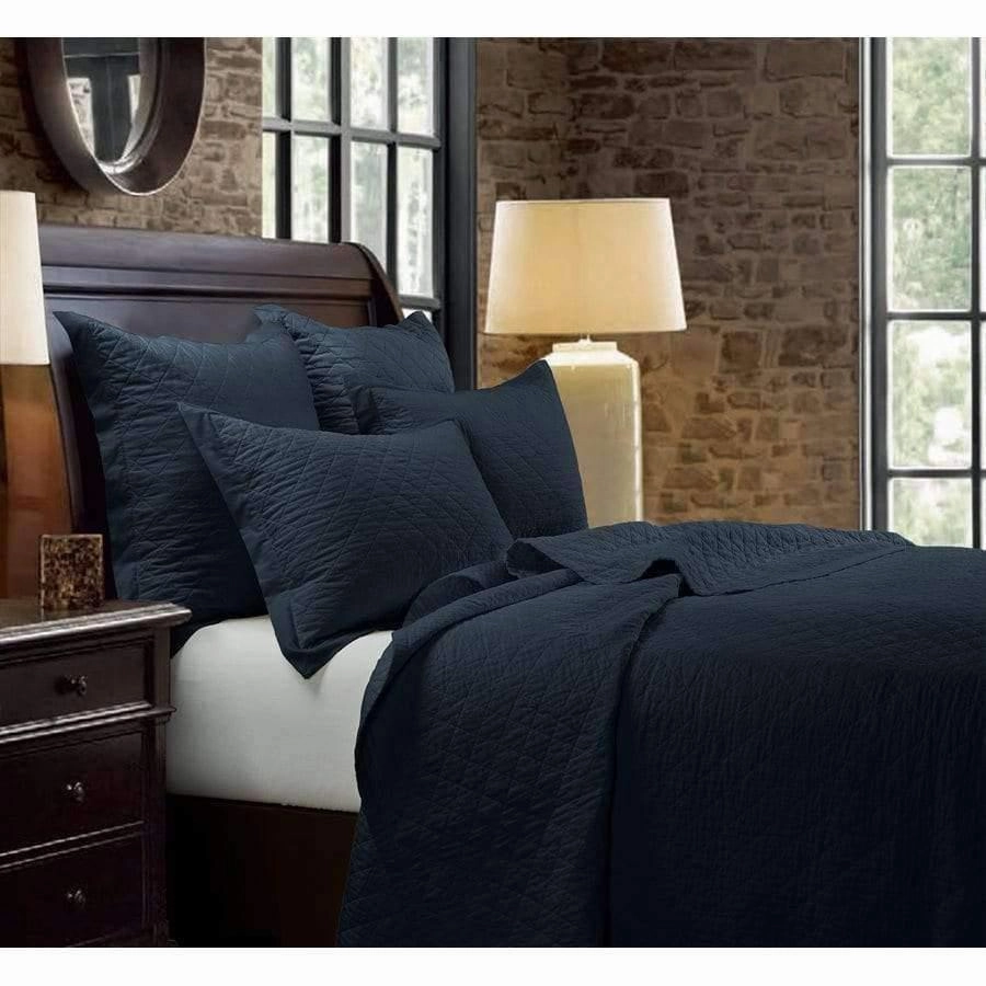Navy Blue Quilted Coverlet