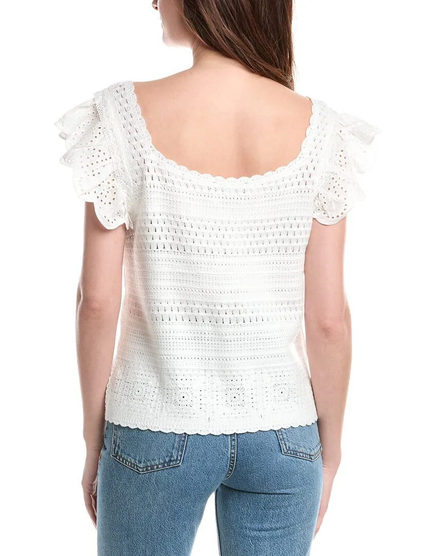Nicole Miller Woven Crochet Sweater